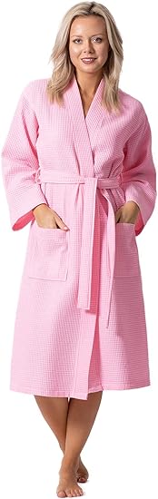 Turkish Linen Waffle Knit Lightweight Kimono Spa & Bath Robes for Women - Quick Dry - Soft