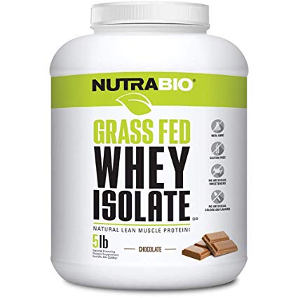 NutraBio Grass Fed Whey Isolate (Chocolate, 5 Pounds)