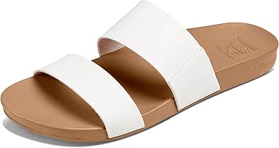 Reef Womens Vista Vegan Leather Slides With Cushion Bounce Footbed Sandals