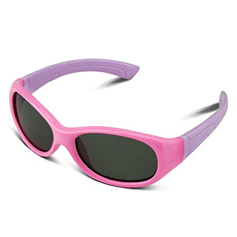 RIVBOS RBK003 Rubber Flexible Kids Polarized Sunglasses for Baby and Child,3-10 Age(Mirrored Lens Available)