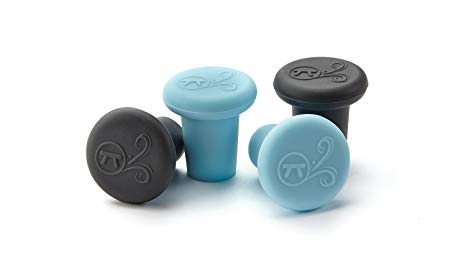 Outset 76442 Silicone Wine Bottle Stopper, Set of 4, Black and Blue Wine Stopper