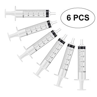 6 Pack – 5ml Plastic Syringe with Measurement, No Needle Suitable for Refilling and Measuring Liquids, Feeding Pets, Oil or Glue Applicator