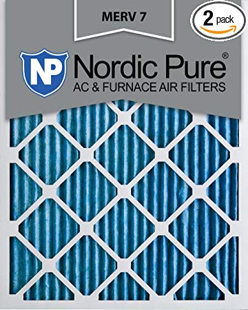 Nordic Pure 20x25x1M7-2 MERV 7 AC Furnace Filter 20x25x1 Pleated Merv 7 AC Furnace Filters Qty 2