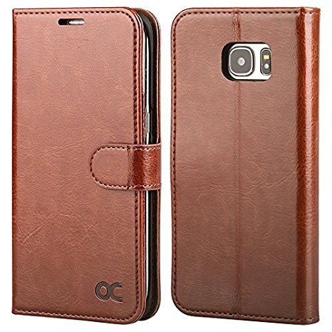 Samsung Galaxy S7 Edge Case OCASE Wallet Leather Case For Samsung Galaxy S7 Edge Device - Brown