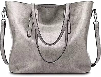 BOSTANTEN Hobo Bags for Women Faux Leather Purses and Handbags Large Hobo Purse with Tassel -Choice Color (Square-Purse, Grey)