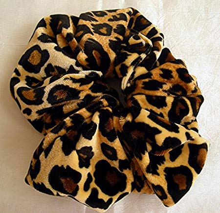 Leopard Velvet Hair Scrunchies-Large - Made in the USA - 3 Month Warranty