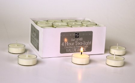 Hosley's Set of 48 Tea Lights. Hand Poured. Long Lasting. Using a High Quality Wax Blend. Ideal for Weddings, Spa, Aromatherapy, Special Events and Everyday Use