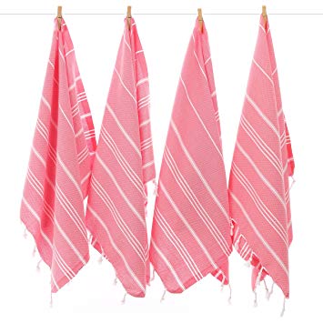 CACALA Pure Series - Set of 4 Turkish Peskir Hand & Face Towels Pink