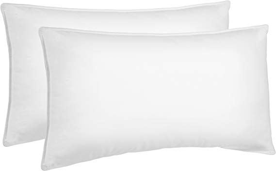 AmazonBasics Down Alternative Bed Pillows for Stomach and Back Sleepers, Set of 2, Soft Density, King