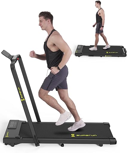 SupeRun 3 in 1 Folding Treadmills for Home Office Easy to Store, 3.0HP Powerful and Quiet Motor Under Desk Treadmill with 300LBs Capacity, Larger Walking Pad with Adjustable Armrest Safer and Comfort