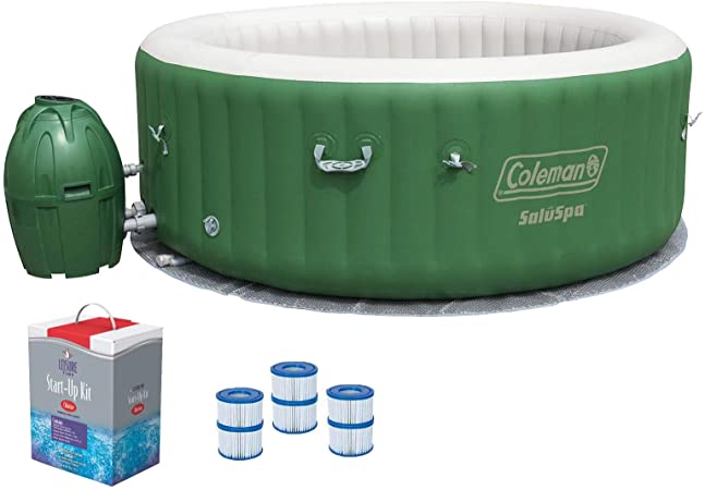 Coleman SaluSpa 6 Person Inflatable Outdoor Spa, Filters, & Chlorine Starter Kit