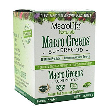 MacroLife Naturals Superfood Macro Greens, 12 packets , 4 ounces