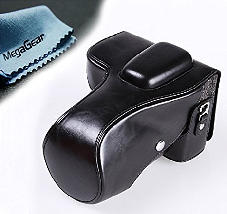 MegaGear "Ever Ready" Protective Black Leather Camera Case, Bag for Nikon D3200 with 18-55mm lens