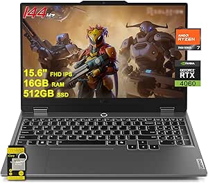 Lenovo LOQ Gaming Laptop 15.6" FHD IPS 144Hz (100% sRGB G-SYNC) AMD Octa-Core Ryzen 7 7435HS (Beats i7-12650H) 16GB RAM 512GB SSD GeForce RTX 4060 Backlit Nahimic Rapid Charge Win11 w/ICP Accessory