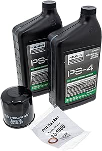 Polaris PS4 Oil Change Kit for Specific RANGER, Sportsman, Scrambler, ACE 500 Models With 4 Stroke Engine, Includes 2 Quarts of PS-4 5W-50 Full Synthetic Oil, 1 Oil Filter, 1 Washer, UTV ATV - 2877473