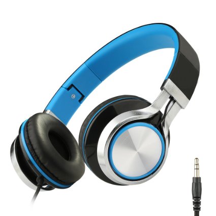 Sound Intone Ms200 2015 New Stereo Foldable Headphones, Over-ear, Tangle free Cable, Light Weight, Outdoors Headset for Smartphones/ Mp3/4 Players/ Laptops/ Computers/ Tablet/ iPhone/ Samsung/ iPod/ Andriod/ HTC (Black/Blue)