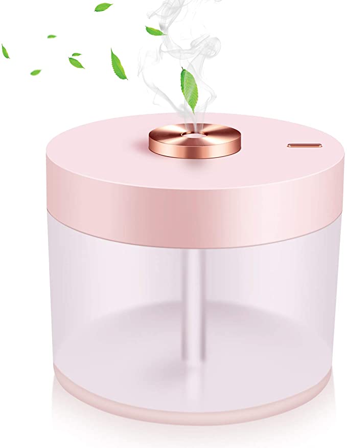 Jpodream Cool Mist Humidifier, 780ml Mini Small Humidifier with Night Light for Baby and Plant, Built-in 2000mAh Battery, 2 Spray Modes, 25dB Whisper Quiet and Auto Shut Off - Rose Gold