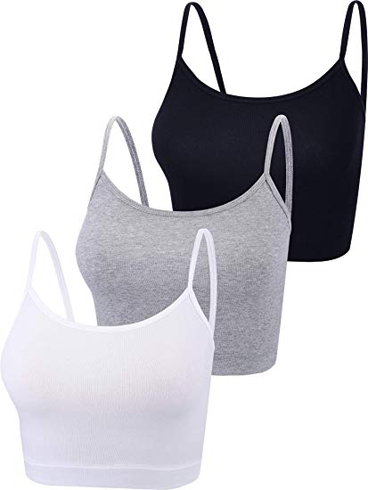 Boao 3 Pieces Spaghetti Strap Tank Adjustable Camisole Top Crop Tank Top for Sports Yoga Sleeping