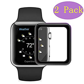 [2 - PACK] For Apple Watch Screen Protector 42mm, Mzonin Tempered Glass Screen Protector, Anti-Scratch Scratch Resistant Full Coverage Scratch-proof Screen Film for Apple iWatch 42mm Series 1/2/3