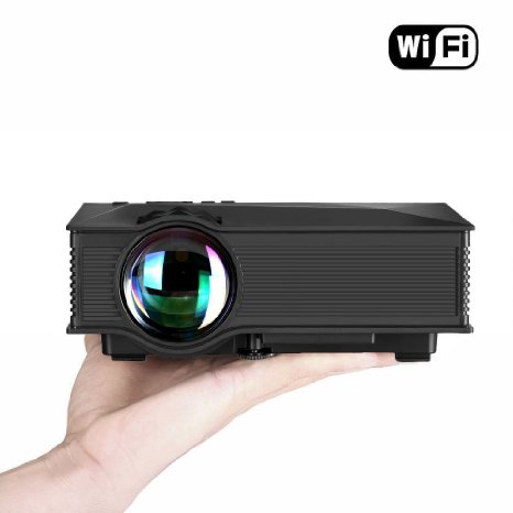 WiFi Wireless Portable LED Projector(Warranty Included) , 1200 Lumens LCD projection Support HD 1080P Video Home Theater Cinema for Laptop Mac Iphone Galaxy