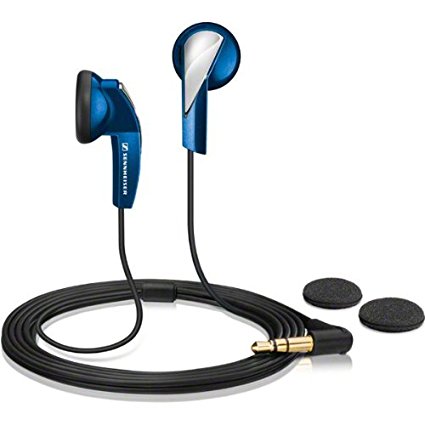 Sennheiser MX 365 Portable Ultralight Earphones with Earpads, 32 Ohms Impedance, 20-20000Hz Frequency Response, 3.5mm Angled Plug, Blue