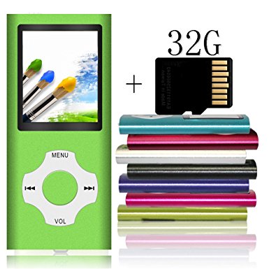 Tomameri Portable MP4 / MP3 Player with a 32 GB Micro SD Card, MP3 Player with E-Book Reader, Rhombic Button, Mini USB Port, Photo Viewer, Voice Recorder, Including Earphones and USB Charger - Green