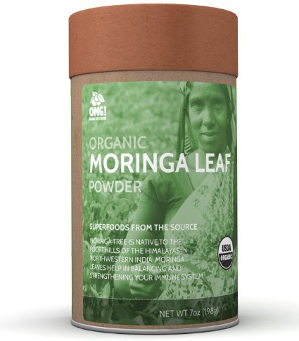OMG! Superfoods Organic Moringa Powder - 100% Pure, USDA Certified Organic Moringa Leaf Powder - 7oz