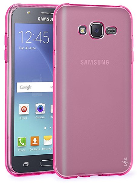 J7 Case, LK Ultra [Slim Thin] Scratch Resistant TPU Rubber Soft Skin Silicone Protective Case Cover for Samsung Galaxy J7 Hot Pink