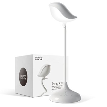 mamre Songbird Reading Table Lamp with Wireless Bluetooth Speaker, Night Light for Baby (Cool White LED Light)