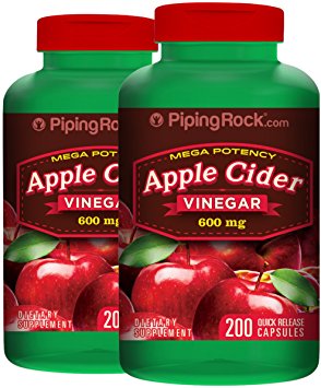 Mega Potency Apple Cider vinegar 600 mg 2 Bottles x 200 Capsules