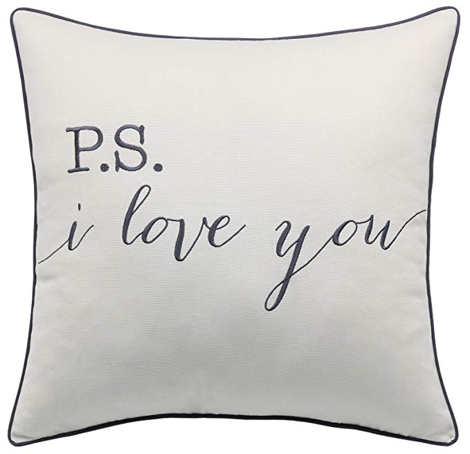 YugTex Pillowcase P.S.I Love You Quote Pillow Cover, Throw Pillow, Gift Pillow, Gift for him, Gift for her,Wedding Gift, Bridal Shower Gift, (18"x18", Ivory(P.S I Love))