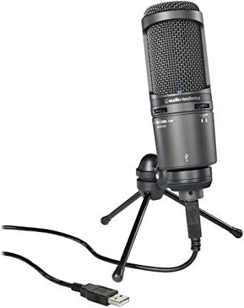 Audio-Technica AT2020USB Plus Cardioid Condenser USB Microphone, Black (Renewed)