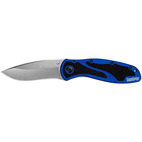 Kershaw 1670NBSW Blur Knife with SpeedSafe, Navy Blue/Stonewash Finish