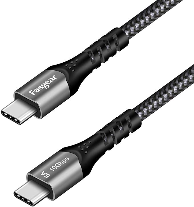 Fasgear USB C to Type C Cable, USB 3.1 Type C Gen 2 Fast Charge Cable, 100W Power Delivery, 10Gbps Data Transfer, 4K@60Hz Video Output, Compatible for Type-C Device and Oculus Quest (Black, 1.6ft)