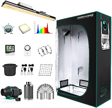 MARS HYDRO Grow Tent Kit Complete 2x4ft SP3000 Samsung LM301B 960pcs LEDs Grow Light Meanwell Driver, 24"x48"x70" Growing Tent Kit Grow Tent Complete System 1680D Grow Tent with 4”Ventilation Kit