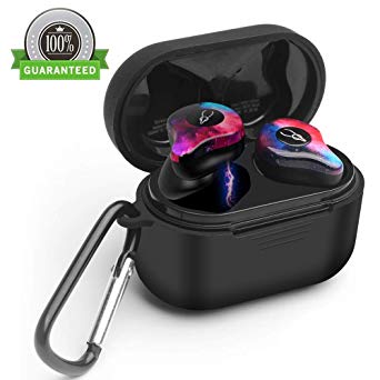 ASMOTIM True Wireless Headphone Earbuds, Bluetooth 5.0 Wireless Sport Headset with Magnetic Charging Case and Binaural Call with Built-in Micro for iPhone, Samsung, iPad,Android   Silicone Case Cover