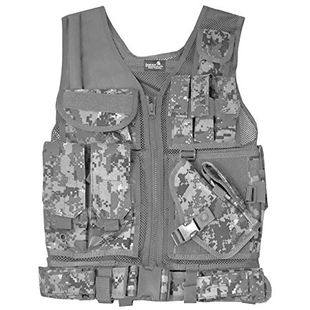 Lancer Tactical Cross Draw Magazine and Pistol Holster Adjustable Vest with Belt