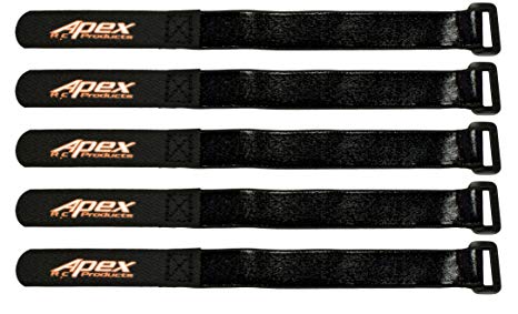 Apex RC Products 5 Pack 16mm x 200mm HD Rubberized Battery Straps Non-Slip 3020