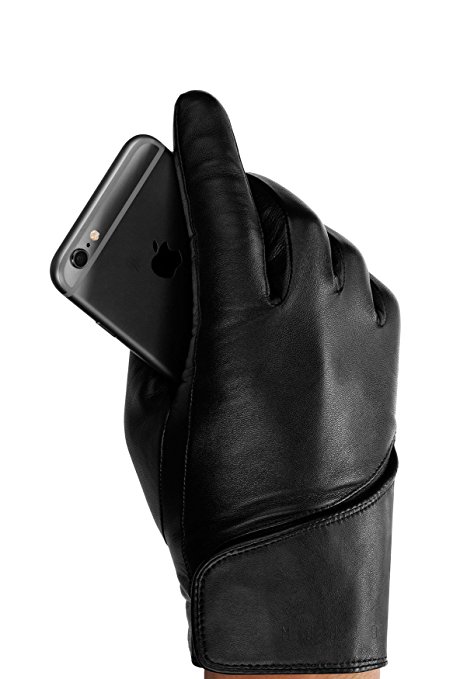 Mujjo Leather Touchscreen Gloves Large - Black