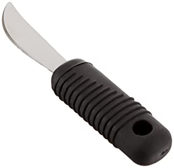 Sammons Preston Sure Grip Rocker Knife, Metal Dinner Knife with 4" Long Thick Rubber Handle with Good Grips, Eating Aid for Arthritis, Weak Grip, Stroke Impairments, and Disabilities