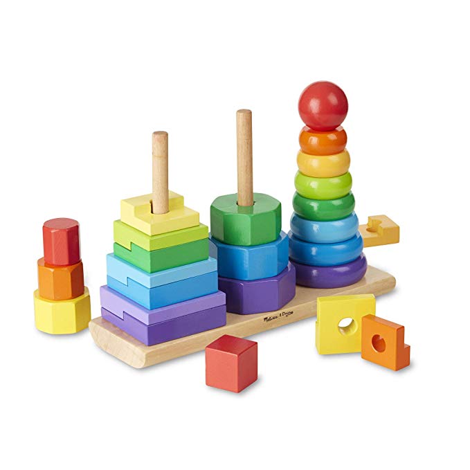 Melissa & Doug Geometric Stacker - Wooden Educational Toy