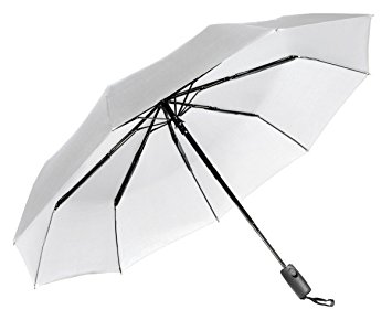 Lightweight "Dupont Teflon" Travel Umbrella, Virtually Indestructible Windproof Canopy, **Lifetime Replacement Guarantee**, Automatic Open/Close For One Handed Operation, Slip-Proof Handle for Easy Carrying By Repel (White)