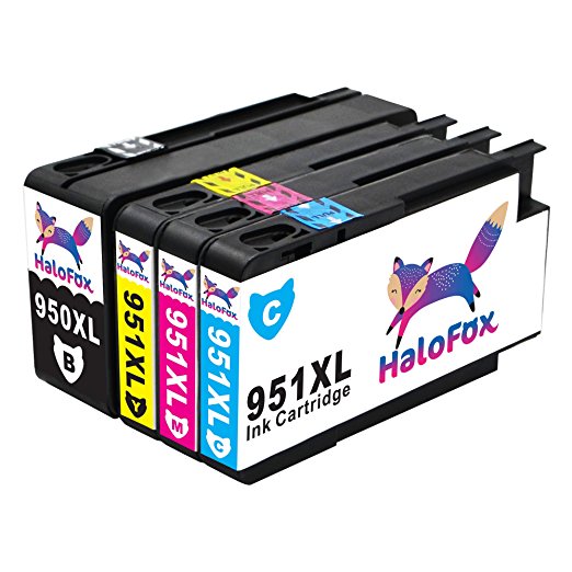 HaloFox 4 Ink Cartridges 950XL 951XL High Yield Compatible for HP Officejet Pro 8610 8620 8600 Plus 8630 8615 e-ALL-in-One Printer 8100 ePrinter 251dw 271dw 276dw Multifunction Printer Black Magenta Cyan Yellow