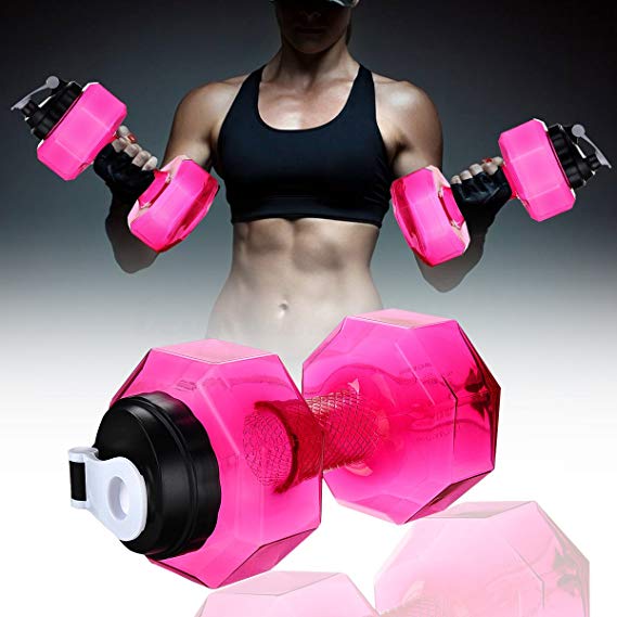 Toplor Dumbbell Water Bottle - Leakproof Lid Sports Water Bottle - 74 OZ/2.2L Big Capacity Drinking Water Bottles (BPA Free)