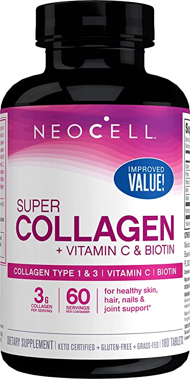 NeoCell Super Collagen   Vitamin C & Biotin, Dietary Supplement, 180 Tablets (Package May Vary)