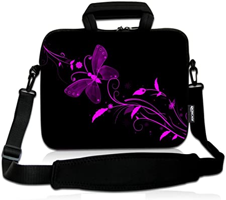 RICHEN 11 11.6 12 12.5 13 inches Case Laptop/Chromebook/Ultrabook/Notebook PC Messenger Bag Tablet Travel Case Neoprene Handle Sleeve with Shoulder Strap (11-13.3 inch, Nice Butterfly)