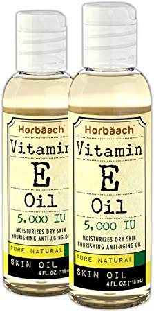 Horbaach 100% Pure Vitamin E Oil 5000 IU 8 oz – Moisturizes Skin, Hair, and Face | Vegetarian, Non-GMO, Gluten Free