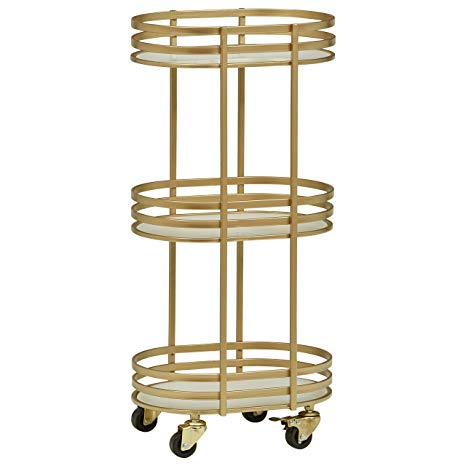 Rivet Contemporary Serving Cart 32.28"H, Gold