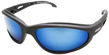 Edge Eyewear TSMAP218 Dakura Polarized Safety Glasses, Black with Aqua Precision Blue Mirror Lens