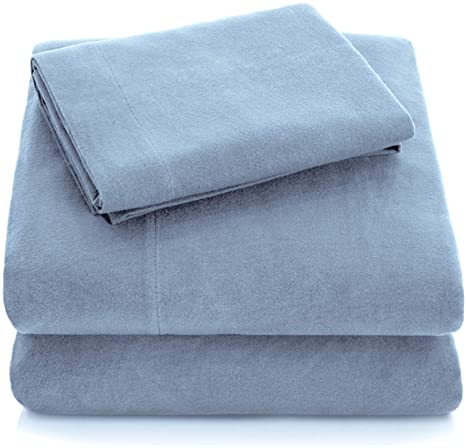 Woven Heavyweight Portuguese Flannel Sheet Set - 100% Cotton Pill Resistant Bedding - California King - Pacific